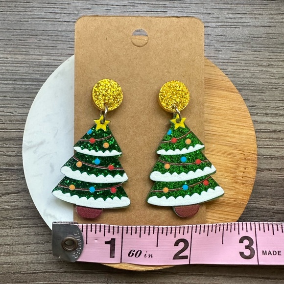 Christmas Tree Acrylic Earrings Christmas Women Xmas Jewelry - Picture 3 of 4